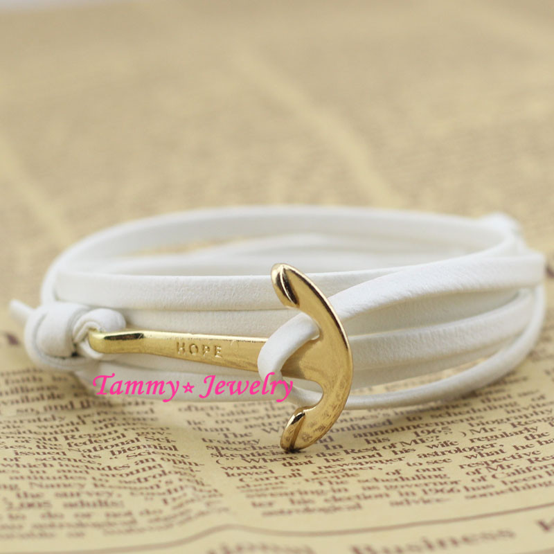 MYLB0210 Fashion Jewelry Summer Style 12 Colors Gold Anchor Women Bracelets Men Bangles Men Accessories Christmas