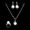 2016 Jewelry Sets Hight Quality Vintage Jewellery Antique Silver Plated Imitation Pearl Necklace Set For Women