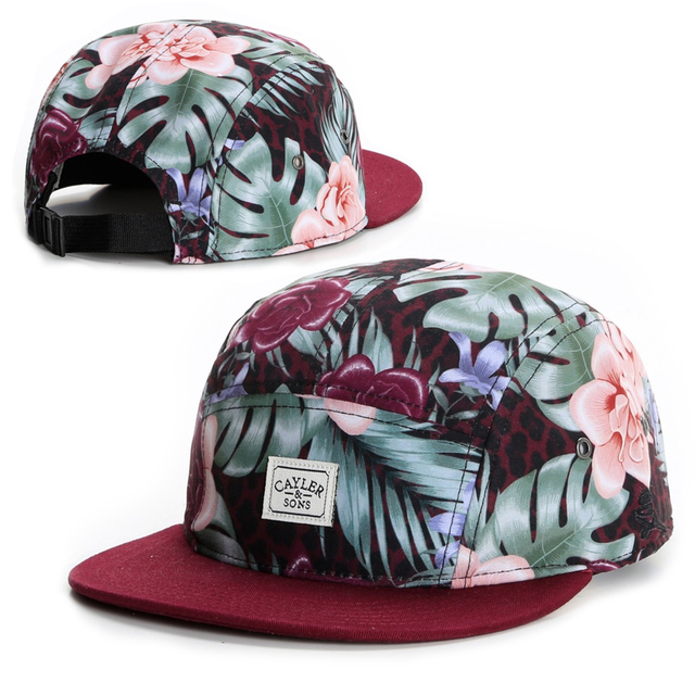 2015 nova 5 cap painel floral snapback ajustável caps para homens e mulheres bonés de beisebol esporte hip hop osso moda gorras chapéu barato
