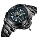 Genuine GIMTO brand noctilucent fashion men watch waterproof steel strip business watch sport LED dual display