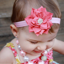 2015 Baby Lotus Flower Headband With Sparkly Pear Button Infant chiffon Headband Hair Band Hair Accessories W023