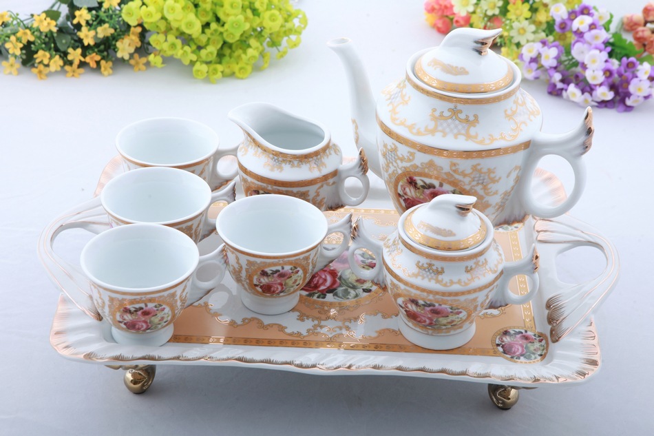 2015 coffee cup set Business gifts high end European Coffee cup of tea sets with tray