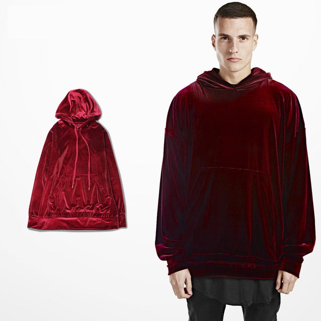2015 Kanye West clothing Men Hoodies Streetwear Hip hop Velvet Sweatshirts Tyga Hoody Sportswear hooded swag Clothes 3 Colors