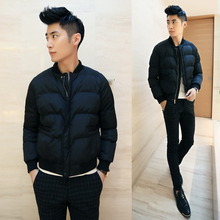 2015 new fall and winter clothes Korean Slim warm cotton jacket collar men’s fashion long coat male models