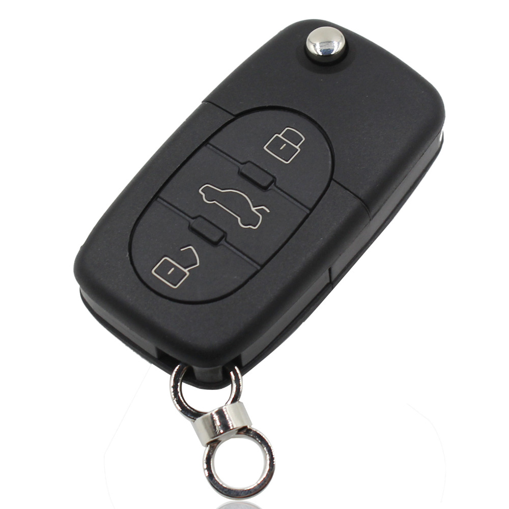 New 3 Buttons Folding Flip Remote Key Shell & Blade HAA With Logo For Audi A2 A3 A4 A6 A8 TT CR2032 Fob Blank Case Free Shipping