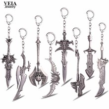 VEIA 6Styles World of Warcraft Keychain WOW Frostmourne Sword Figure Key Chain Chaveiro Key Holder Keyring Men jewelry Accessory