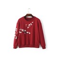 2016 New Female Sweatshirts For Women Hoodies Autumn Fashion Floral Embroidery O Neck Red Pullover long