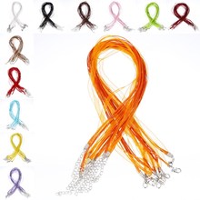 Hot 10pcs Colorful Children Rope Necklace Adjustable Organza Ribbon+Waxing Satin Cord For Pendants Necklace Making DIY
