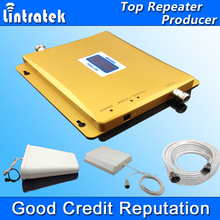LCD Display 3G W-CDMA 2100MHz + GSM 900Mhz Dual Band Mobile Phone Signal Booster 900 2100 Cell Signal Repeater Full set