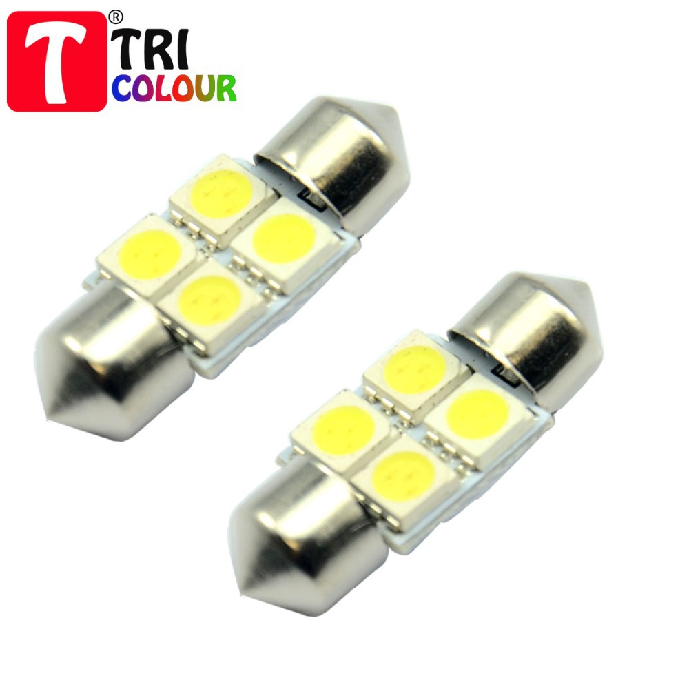 300 X 31mm Festoon Dome 4 SMD 5050 Led Car Interior Roof Reading Light License plate Luggage Compartment LED 12V White #LK06