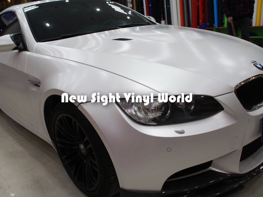 Premium Matte Satin Chrome White Vinyl Wrap White Satin Chrome Car Wrap