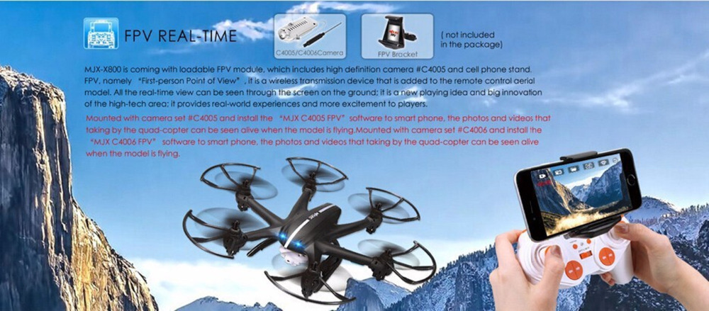 Free Shipping MJX X800 2 4G 6 Axis RC Drone Helicopter Can Add C4005 FPV HD