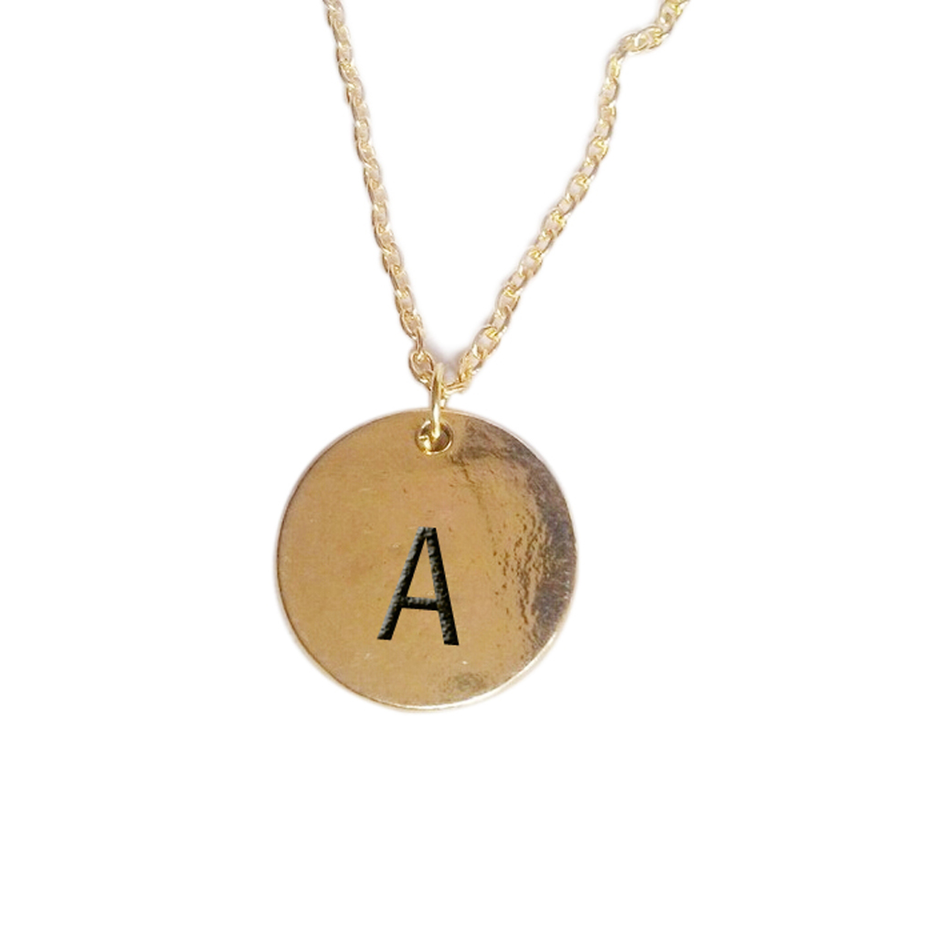 2015 Initial necklace personalized Discs Charm Custom Letter friendship Jewelry Gift gold silver 26 letters Round
