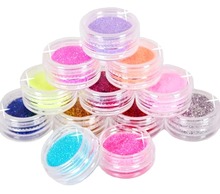 12 Color Metal Glitter Nail Art Tool Kit Acrylic Powder Dust gem Polish Nail Tools Free