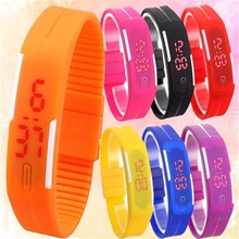Lowest price 2015 New Fashion Sport Watch For Men Women Kid Electronic Led Digital watches Jelly wristwatch Magnet buckle clock