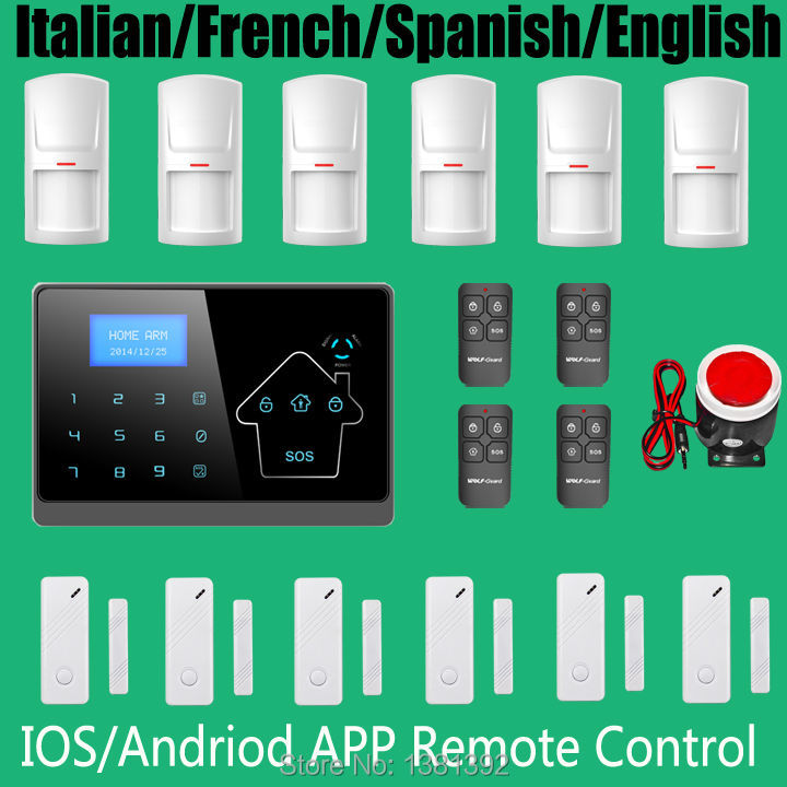 Free Shipping Wolf guard Wireless GSM Alarm System Inturder Alarm System Touch Keypad smart gsm SMS