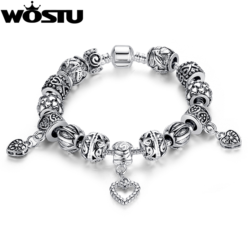 Aliexpress Luxury Silver Plated Charm bracelet for Women Fashion DIY Beads  Jewelry Fit Original Brand Bracelets Pulseira Gfit