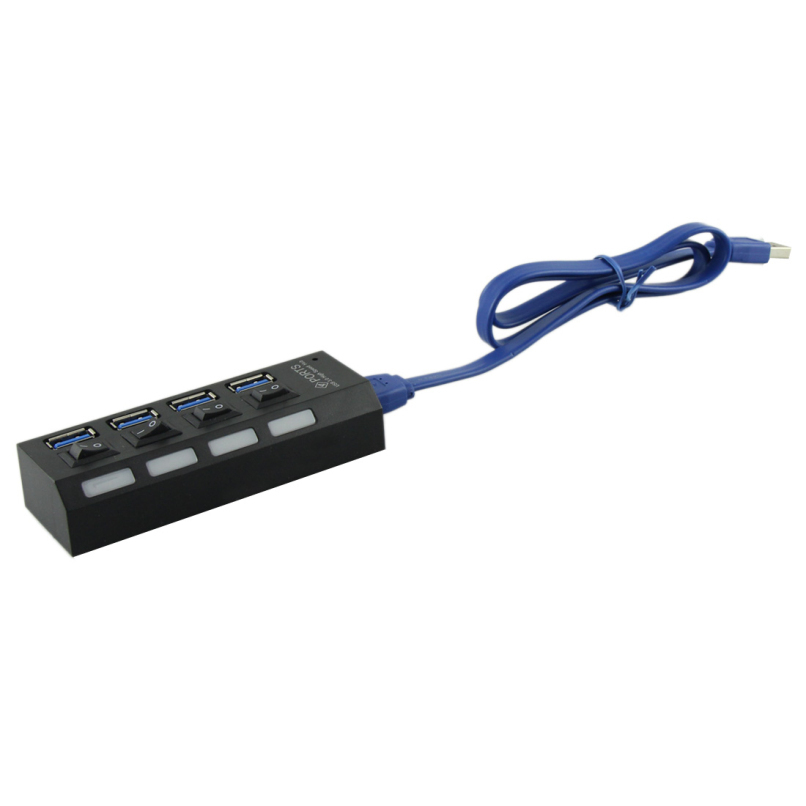 Attractive New USB 3 0 Hub 4 Port Adapter LED Indicator For PC Computer Laptop Speed