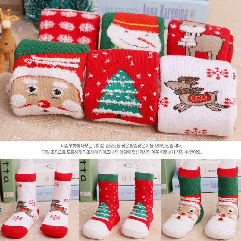 0-3 Year Cotton Baby Boy Girl Socks For Christmas Winter Child Terry Socks For Xmas Children Kids Christmas Gifts Presents Sock