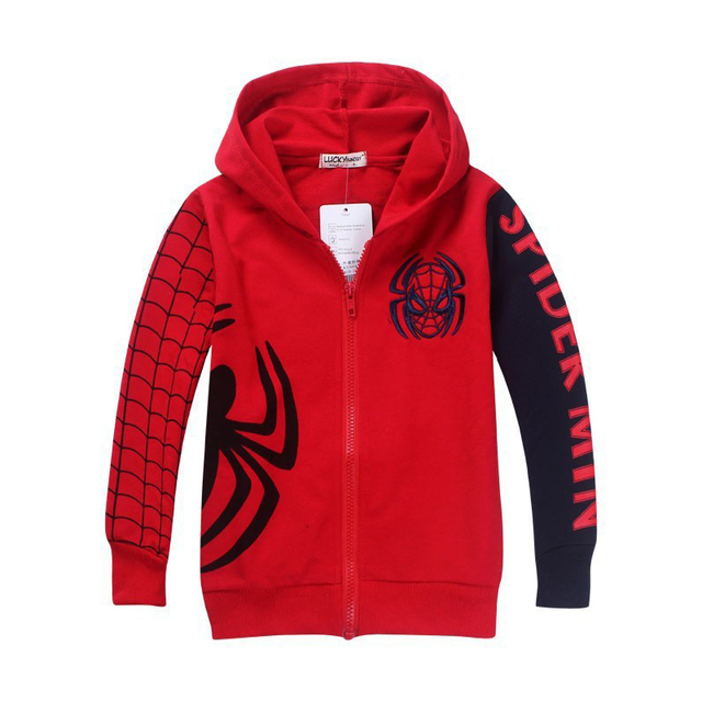 Розничная Новый Стиль Человек-Паук Одежда 2014 Весна Осень дети hoody мальчики капюшоном куртки детские мультики человек-паук пальто