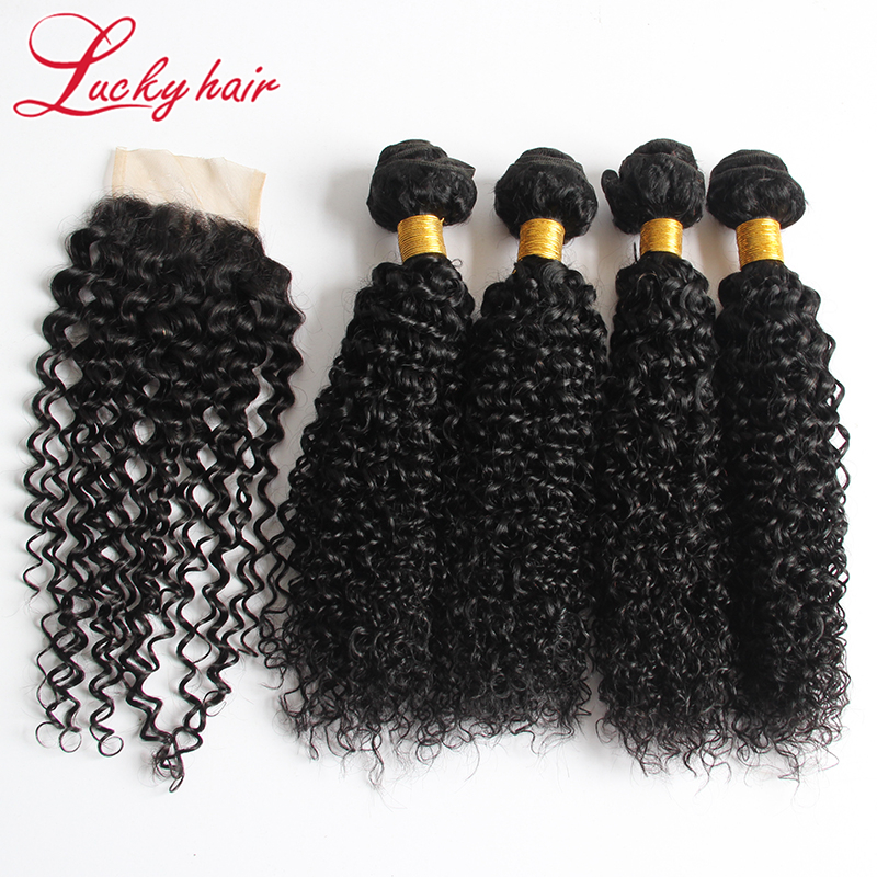 7a Mongolian Kinky Curly Hair With Closure Kinky Curly Mongolian Virgin Hair With Closure Human Hair 4 Bundles With Lace Closure