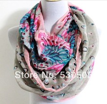 Grey Aztec Pattern infinity Scarf Black Floral Scarf Rain Drops Scarf