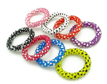 5 cm 10 Pcs Lot Telephone Wire Cord Line Print White Black Dot Gum Holder Elastic
