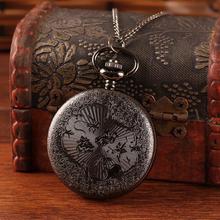 New 2015 top brand engraved hollow design antique bronze steampunk quartz women pendant watch necklaces pocket