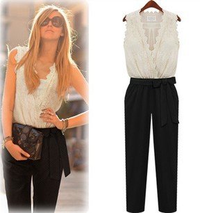 White Lace Women Jumpsuit Tank Overall macacao feminino female Summer Capri Black Pants V ... White Lace Women Jumpsuit Tank Overall macacao feminino female Summer Capri Black Pants V ...