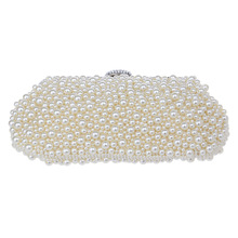 Ladies Crystal Pearl Clutch Fashion Women Rhinestone Evening Bags Bridal Wedding Party Purses Chain Handbag Bolsas mujer XA1046B