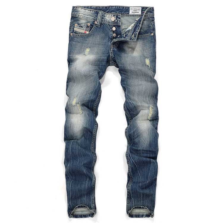 2016 Spring autumn ripped holes denim men s jeans Europe famous brand the water washed trousers