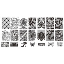 1Pcs DIY Nail Art Image Black Lace Flower Design Tool Equipment Stamp Stamping Plates Manicure Template 10 Styles for Choice