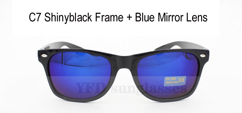 C7 shinyblack frame blue mirror lens