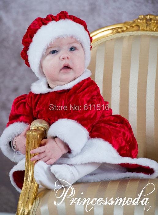Free Shipping 5 Sets/lot Baby Girl 2014 New Christmas Dress and Cap 2 Pieces Christmas Outfit Dress Suit