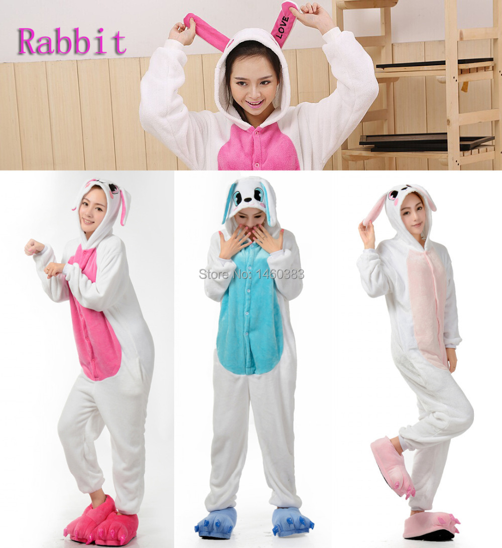 Home Adult Unisex Animal Onesie Sleepwear Pajamas Cosplay Costume コスチューム Pink Rabbit