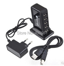 USB 2.0 7 Port HUB Powered +US AC Adapter Cable High Speed computer accessories gadgets