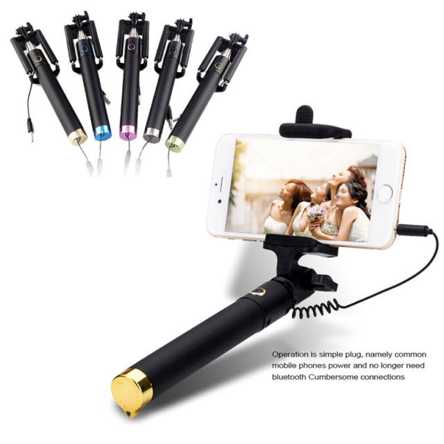 Luxury Wired Selfie Stick Handheld Monopod Built-i...