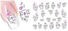 Water Transfer Nail Art Stickers Decal Beauty Happy Music Dance Cats Design Decoration DIY French Manicure