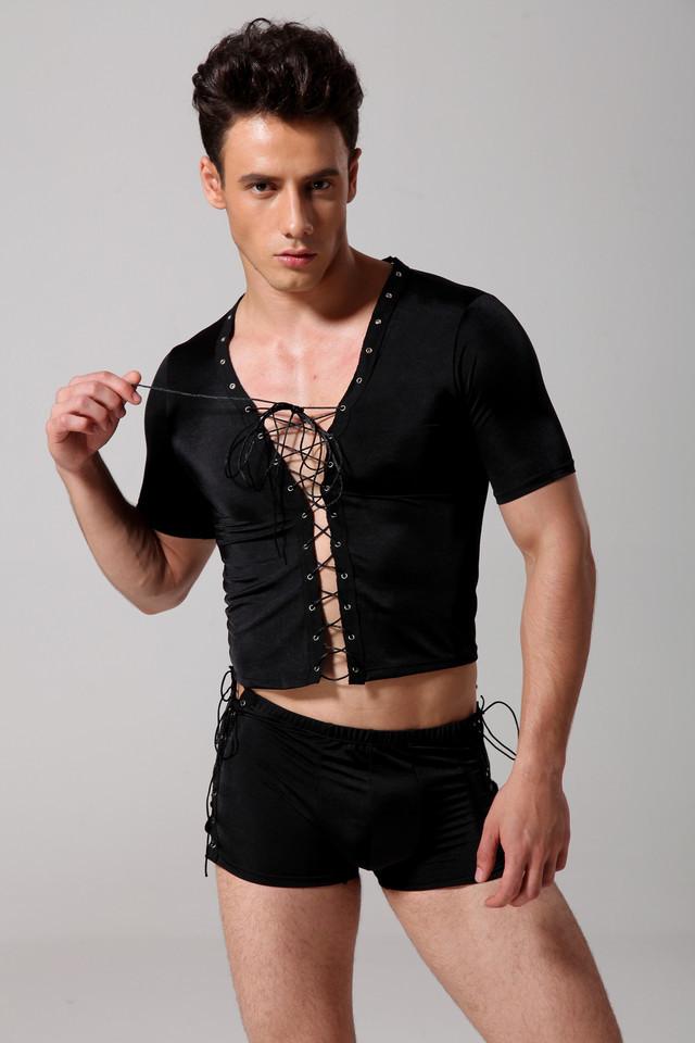 2021 Mens Sexy Lingerie Sets Black Teddies Man Jumpsuit Undershirts ... photo