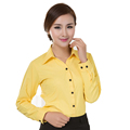 Blouses Shirts 2016 Office Lady Work Wear Plus Size Long Sleeve Cotton Basic Shirts Formal Women