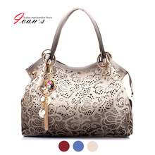 Brand New designer handbag female PU leather hollow out bags handbags color gradient tassel bag ladies portable shoulder bag