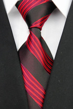 ST004 Red Black Stripes Fashion Jacquard Woven Silk Tie Gravata Casual Neckties For Man Business Wedding
