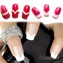 New 2Pcs Chic DIY 18 Style French Manicure Nail Art Tips Tape Sticker Guide Stencil 4FOM
