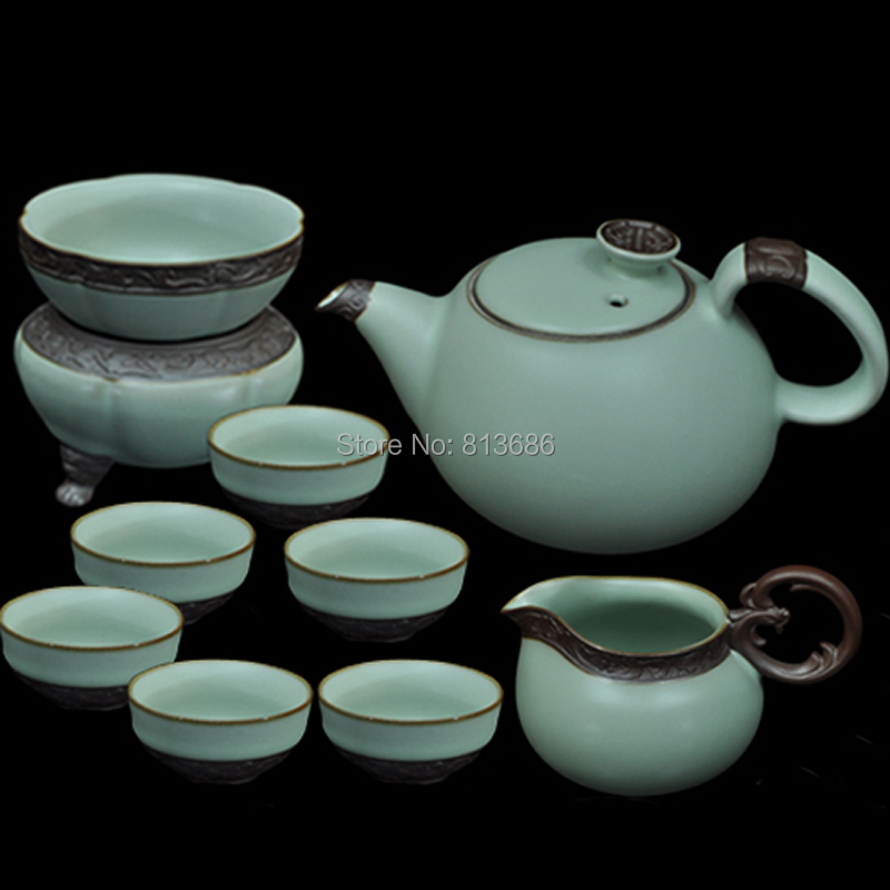 ceramic tea set ruyao gaiwan teapot and cup set kung fu tea set home drinkware free