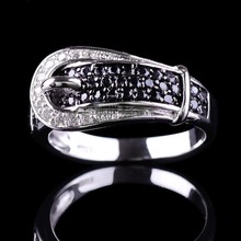 Size 7 8 9 10 Black White Sapphire White Gold Filled Ring Women s 10KT Finger