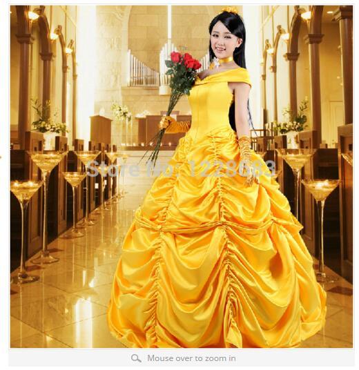Free Shipping New Arrival Halloween Cosplay Fantasia Women Costume The Beauty And The Beast Adult Princess Belle Costume
