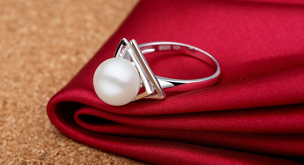 Christmas birthday unique jewelry gift th whit925 sterling silver setting big true freshwater pearl wedding bands rings