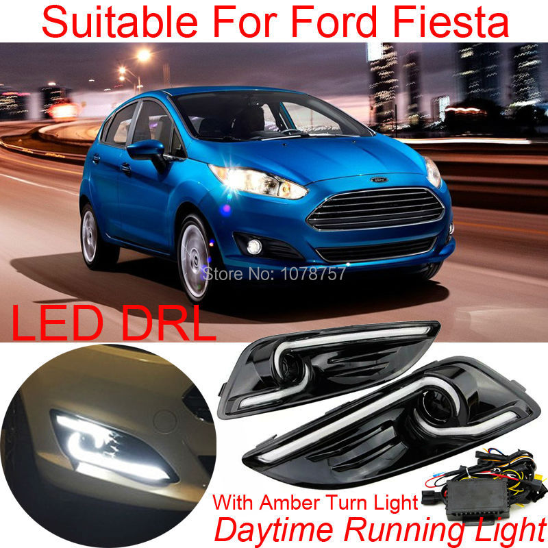 LED DRL With Amber Tunr Light Suitable For Ford Fiesta 2013-2014 (11)