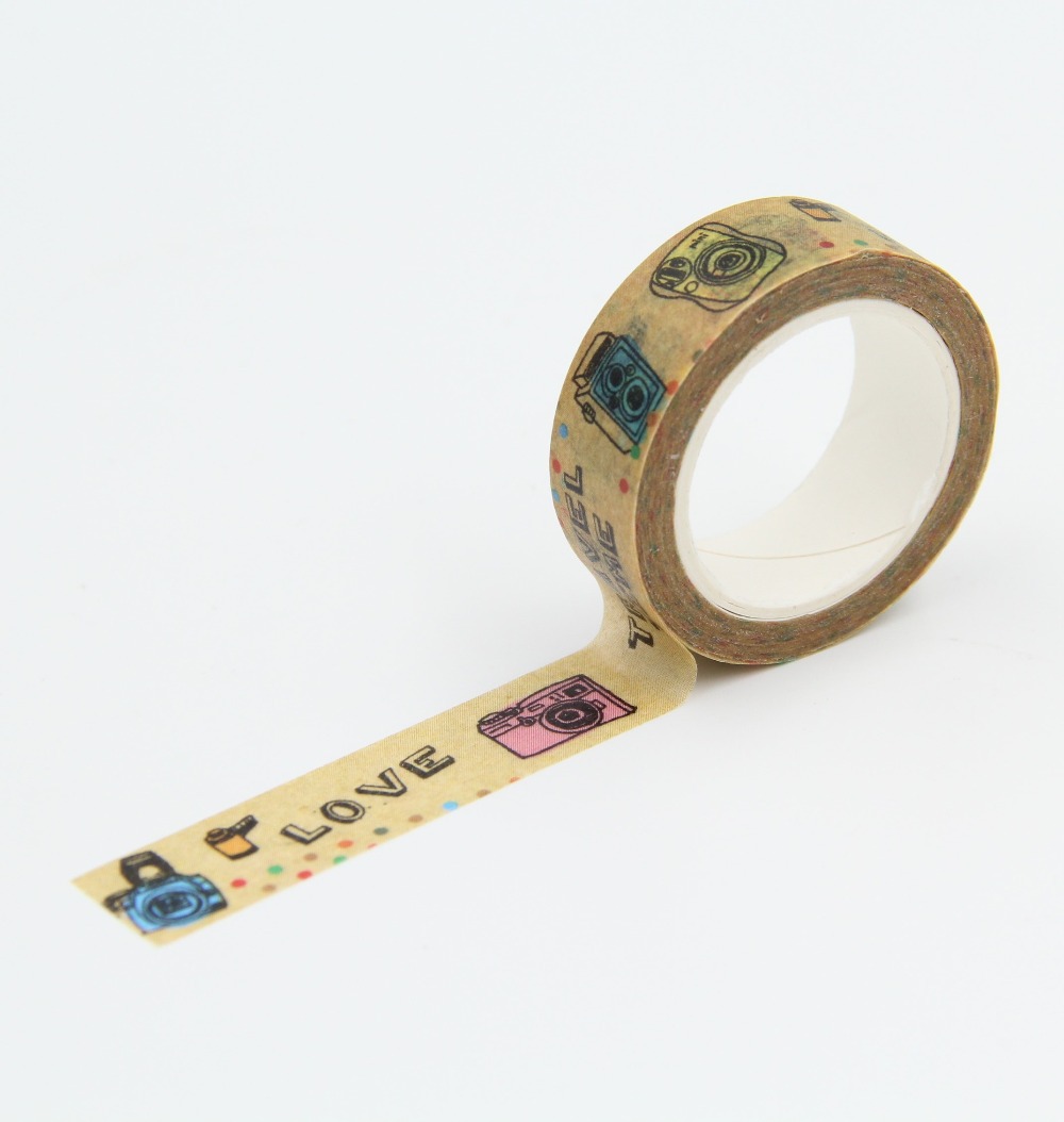 Love Retro Camera Washi Paper Masking Tapes DIY Tape Scrapbooking Stickers Decors Album Sticker Decorative