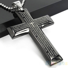 High Quality Men’s Jewelry Black Blue Stainless Steel Bible Cross Pendant Necklace Chain items